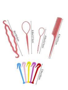 兒童彈性髮帶和編織工具組 - 彩色帶編織器和脫髮造型工具 - 簡單便攜,適合日常使用 - 彩色 - 查看 5