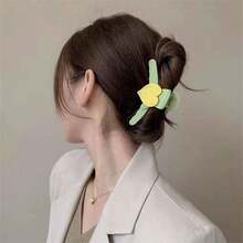 1 件裝女式壓克力心形髮夾,時尚拼色風格,適合情人節、約會和日常佩戴 - 兩件套 - 查看 1