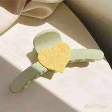 1 件裝女式壓克力心形髮夾,時尚拼色風格,適合情人節、約會和日常佩戴 - 兩件套 - 查看 4