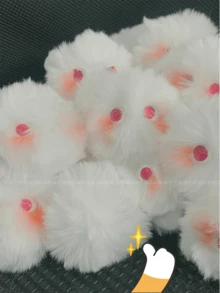 1pc Plush Blush Cat Ball Shape Mountain Handmade Plush Pendant, Keychain, Cute Girls' Backpack Accessory - White Eye Color Random - View 2