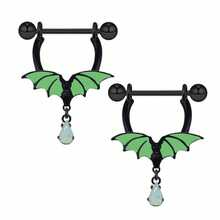 7 件套男女夜光不銹鋼身體首飾套裝,包括肚臍環、胸環、鼻環、耳環 - 綠色 - 查看 5