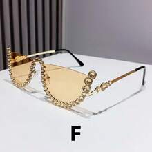 1 件装 欧美风格金属半框水钻装饰时尚凹形眼镜 适合女士驾驶 - 彩色 - 查看 14