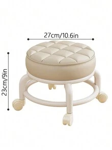 高級pu皮&鐵藝小凳,配通用輪子-多功能家用低凳,海綿墊座-支持200磅-適用於幼童學步和換鞋 - 米色 - 查看 10