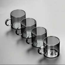 6 Stücke/Set, 4 Stücke/Set, 2 Stücke/Set graue Glastassen, geeignet für Zuhause, Café, Einkaufszentrum, Laden zum Trinken von Kaffee, Tee, Wasser, Getränken usw.