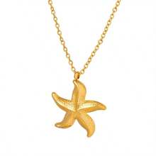 Starfish Shaped Simple Gold Pendant Necklace For Daily Wear - Starfish Necklace - View 6