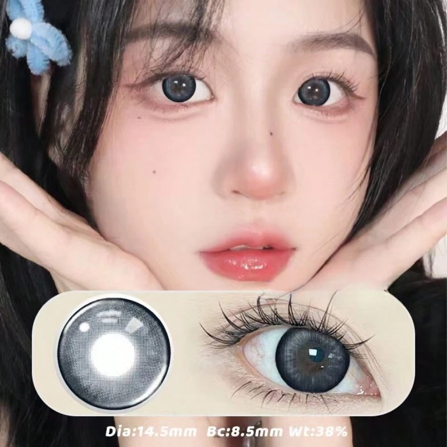 2pcs Mixed-Blue Personalized Colored Contact Lenses With Big Diameter, Yearly Disposable For Party And Daily Use - People and Santolan - View 1