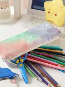 1入組雙面彩虹星星印花天鵝絨筆袋 - 彩色 - 查看 5