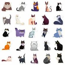 50 PCS, Super Cute Cat System Cartoon Pattern Waterproof Stickers, Personalized Graffiti Rainbow Horse Stickers, DIY Skateboard Phone Case Luggage Waterproof Stickers, Water Bottles, Refrigerators, Mobile Phones And Computers DIY Original Stickers. - Illustration Gray and White Cat - View 4