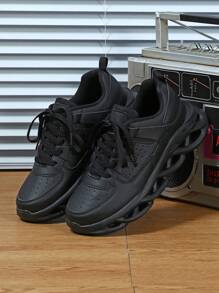 Comfortable And Fashionable Lace-Up Outdoor Walking Sneakers, Casual Shoes For Commuting, Fitness, And Travel, Low-Cut Round Toe Design With Color Contrasting, Versatile For Gifting On Holidays, Men's Sports Shoes