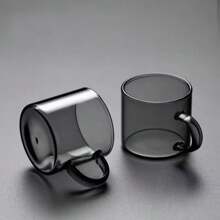 6 Stücke/Set, 4 Stücke/Set, 2 Stücke/Set graue Glastassen, geeignet für Zuhause, Café, Einkaufszentrum, Laden zum Trinken von Kaffee, Tee, Wasser, Getränken usw.