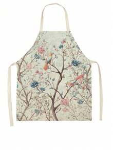 1件印有鳥兒和樹枝圖案的廚房圍裙 - 粉色 - 查看 1