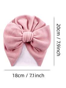 1pc Baby Double Layered Ruffle Bow Beanie Hat, Newborn Infant Cap For Everyday Wear - Pink - View 2