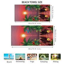 1條風景圖案沙灘巾,現代超細纖維浴巾,非常適用於假期、露營、游泳、洗澡、送禮 - 彩色 - 查看 2