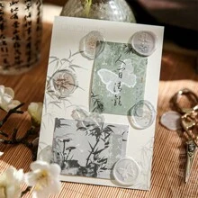 18入組植物和蝴蝶設計剝離貼紙,diy女孩剪貼簿和封口糖果袋的裝飾 - 棕色 - 查看 4