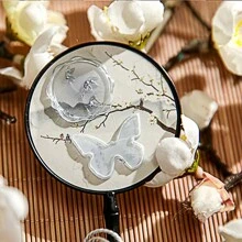 18入組植物和蝴蝶設計剝離貼紙,diy女孩剪貼簿和封口糖果袋的裝飾 - 棕色 - 查看 3