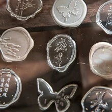 18入組植物和蝴蝶設計剝離貼紙,diy女孩剪貼簿和封口糖果袋的裝飾 - 棕色 - 查看 5