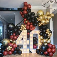 140pcs Red Black Gold Balloon Arch Kit, Different Size Inch Red Black Gold Balloon And Multicolor Confetti Party Balloon Garland Kit, Perfect For Birthday, Wedding, Graduation, Anniversary, Prom Decor - Red - View 6