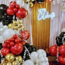 140pcs Red Black Gold Balloon Arch Kit, Different Size Inch Red Black Gold Balloon And Multicolor Confetti Party Balloon Garland Kit, Perfect For Birthday, Wedding, Graduation, Anniversary, Prom Decor - Red - View 7
