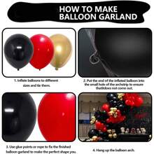 140pcs Red Black Gold Balloon Arch Kit, Different Size Inch Red Black Gold Balloon And Multicolor Confetti Party Balloon Garland Kit, Perfect For Birthday, Wedding, Graduation, Anniversary, Prom Decor - Red - View 3