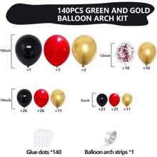 140pcs Red Black Gold Balloon Arch Kit, Different Size Inch Red Black Gold Balloon And Multicolor Confetti Party Balloon Garland Kit, Perfect For Birthday, Wedding, Graduation, Anniversary, Prom Decor - Red - View 2