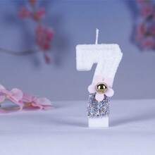 1pc Birthday Numbers Shaped Handmade Creative Party Candle - Beige - View 5