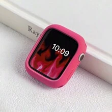 1pc Women's Rose Red Candy Color Silicone Anti-Fall Anti-Collision Watch Case Compatible With 38/40/41/42/44/45/49/46mm Apple Watch Ultra2/Ultra/SE/10/9/8/7/6/5/4/3/2/1