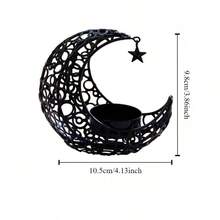1入組月形金屬燭台,現代奢華桌上燭臺,適用於浪漫婚禮、聖誕節、家居裝飾 - 黑色 - 查看 5