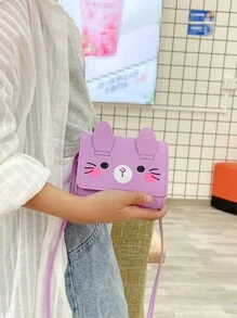 Mini Bolso Cruzado Con Solapa Y Diseño De Expresión De Gato Lindo Para Niños