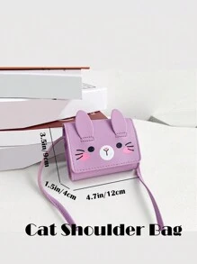 Mini Bolso Cruzado Con Solapa Y Diseño De Expresión De Gato Lindo Para Niños