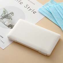 1pc Rectangular Mask Storage Box, Dustproof Storage Case, Portable Moisture-Proof Plastic Container, Flip Cover Mask