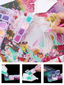 1個28格塑料美甲收納盒,鑽石整理盒,透明珠寶盒用於收納 - 無色 - 查看 7