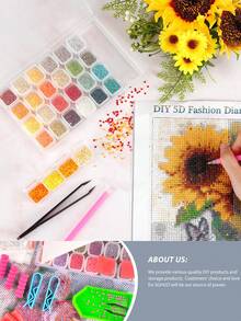 1個28格塑料美甲收納盒,鑽石整理盒,透明珠寶盒用於收納 - 無色 - 查看 2