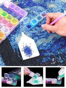 1個28格塑料美甲收納盒,鑽石整理盒,透明珠寶盒用於收納 - 無色 - 查看 3