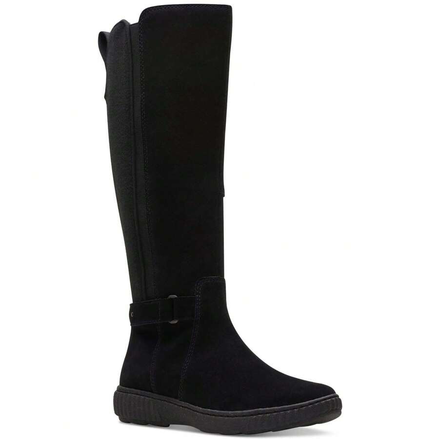 Clarks Caroline Womens Pull On Round Toe Knee-High Boots - black suede - View 1