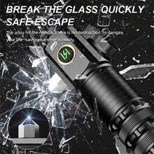 Coba 1pc Mini Multifunctional Magnetic Flashlight With Window Breaker, Rope Cutter, Type-C Charging, Cap Light And 3 P35 Led - Black - View 3