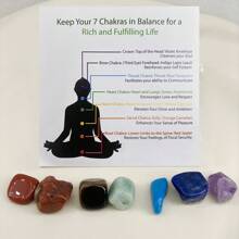 Energy Card & Seven Chakra Raw Gemstone & Mini Ornament & Crystal Yoga Stone Set - Colorful Kunlun Stone - View 4