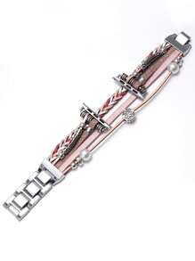 Kết cườm Phong cách Vòng tay Dây đeo đồng hồ thông minh Tương thích với Apple Watch Thép Ban nhạc Tương thích với Apple Watch 4 5 6 7 ( Đồng hồ ) - Hồng - Xem 5