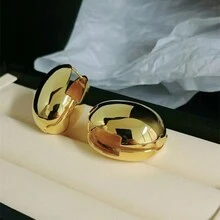 欧美风优雅精致镜面水滴耳环，简约甜美个性金属球耳饰，派对礼物的理想之选 - 金色 - 查看 3