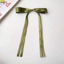 1 件适合女孩的小发饰和长尾巴，缎面双层蝴蝶结夹蝴蝶结发夹发夹适用于法式发饰，适合女士女孩可爱、学校万圣节