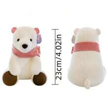 1隻帶有紫色圍巾的創意白色熊毛絨玩具,可用作坐墊娃娃或枕頭,新年&生日禮物 - 粉色 - 查看 2