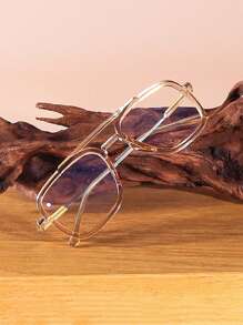 1 件女士方形平顶透明镜片眼镜适合日常使用 - 無色 - 查看 3