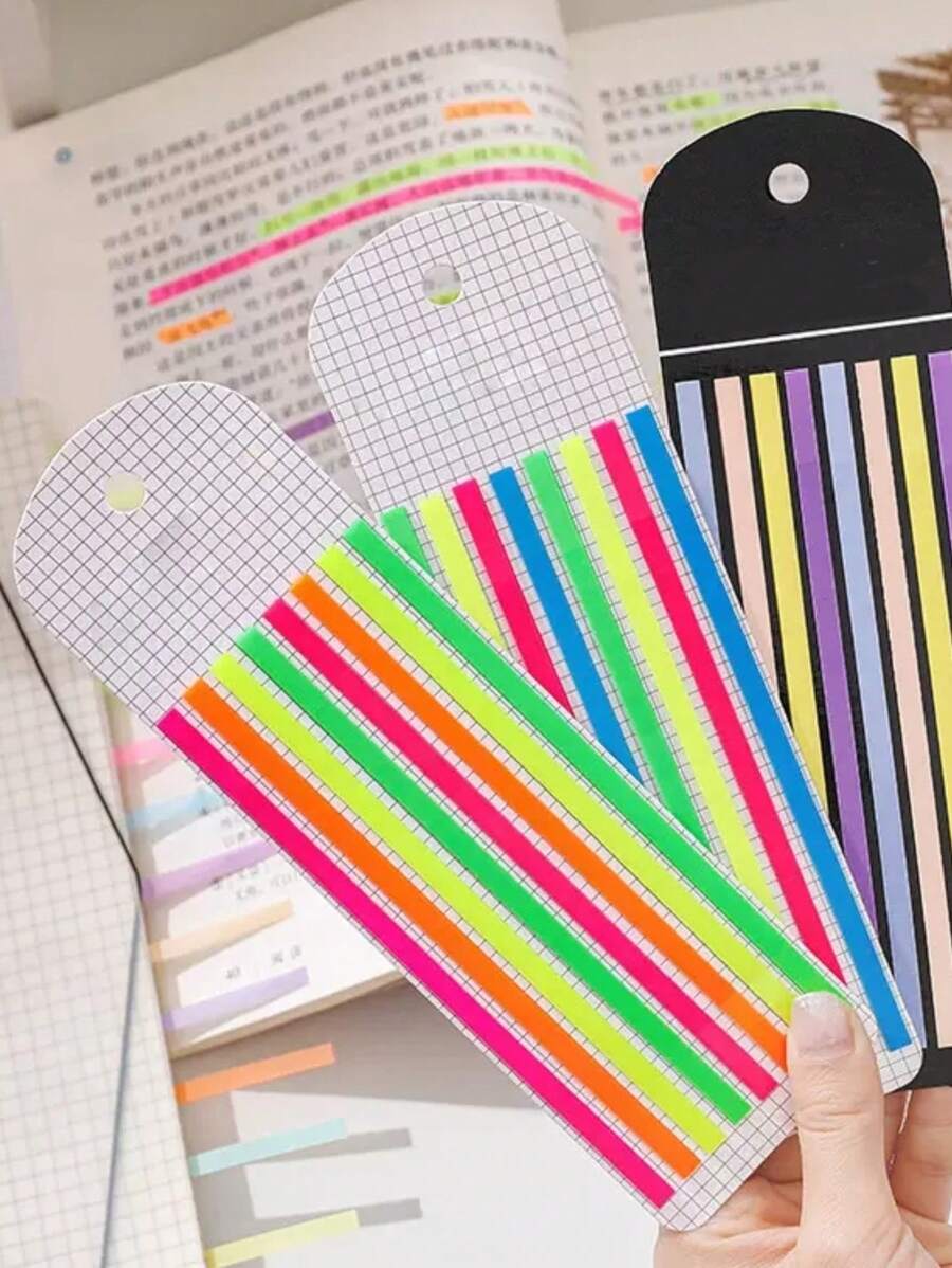KIT 3 Notas Adhesivas Para Libros Resaltadores Marca textos. de Colores Traslucidos. - Multicolor - Ver 1