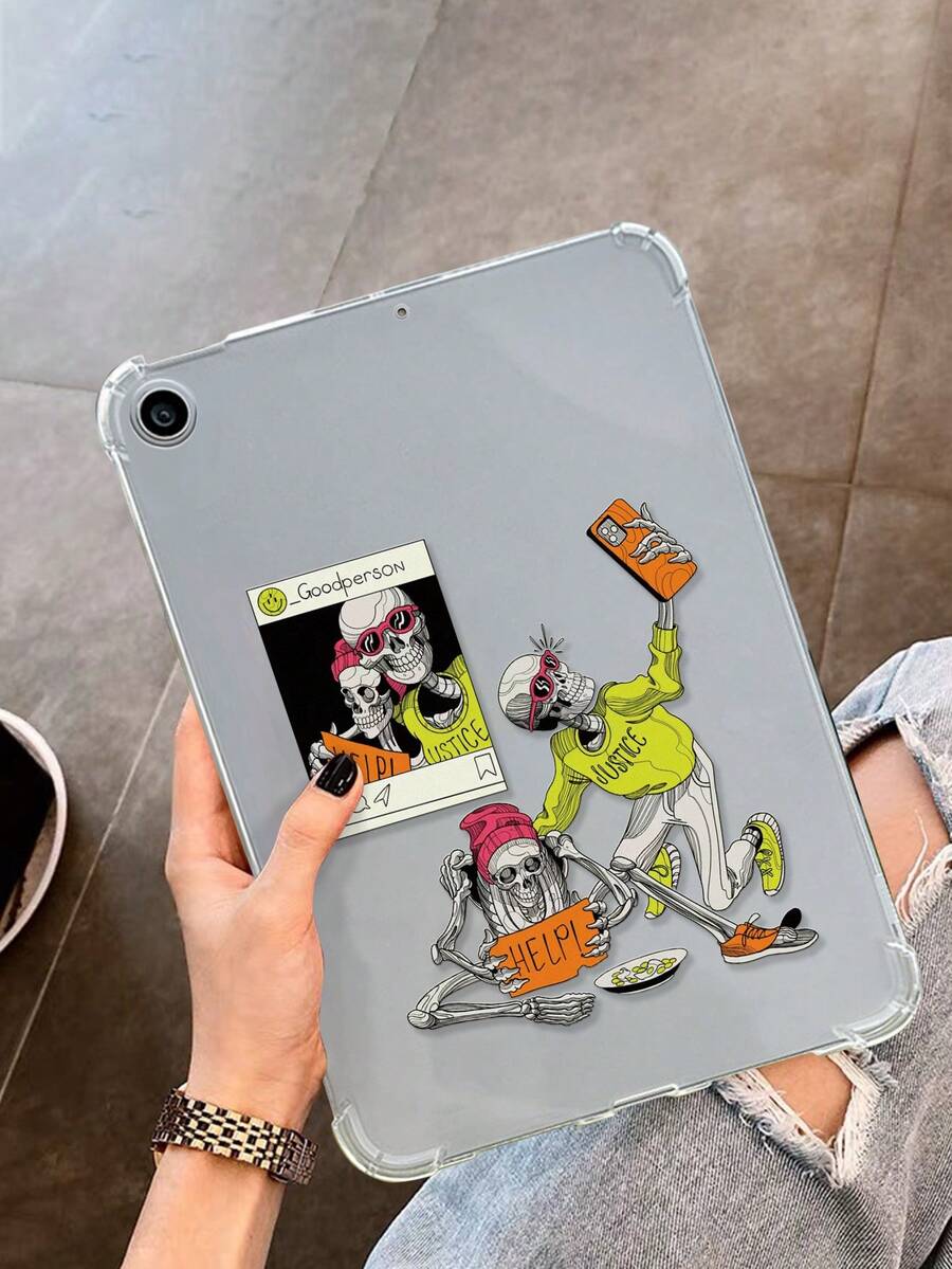 骷髏印花透明軟殼平板電腦保護套,適用於各種型號,包括ipad Pro 11''/12.9''、air 4/5、10.9''ipad、ipad 10.2''、mini、air 2、ipad 9 - 彩色 - 查看 1