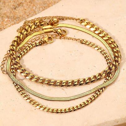 Aomogo Thép không gỉ Thanh tú vòng chân Đối với phụ nữ Vàng Màu sắc Vòng chân chuỗi Chân vòng chân Đồ trang sức NỮ