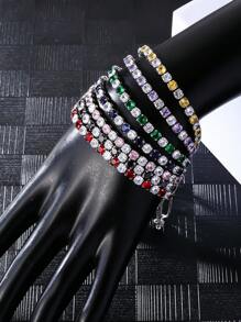 1 件基本簡約風格多色可調式抽繩手鍊 - 彩色 - 查看 3