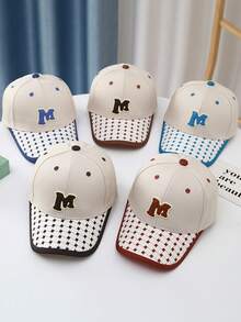 1pc Children's Adjustable Baseball Cap With Sewn Label & Plaid/Printed Pattern, Suitable For Daily Wear - Black - View 1