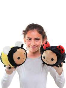 20公分/7.87英吋蜜蜂形狀毛絨玩具,柔軟可愛的昆蟲填充動物用於裝飾、生日或節日禮物 - 黑色 - 查看 2