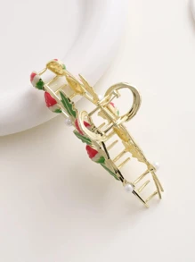 1pc Faux Pearl & Strawberry Decor Hair Claw - Champagne - View 3