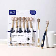 6pcs/Pack Wide Head Soft Bristles Adult Toothbrush, Household - Multicolor - View 1