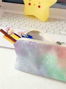 1入組雙面彩虹星星印花天鵝絨筆袋 - 彩色 - 查看 3